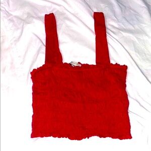 American Eagle Outfitters Red Smocked Crop Top